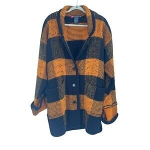 Vintage IB Diffusion Mohair Blend Mustard Yellow Black Long Parka Coat Women’s M